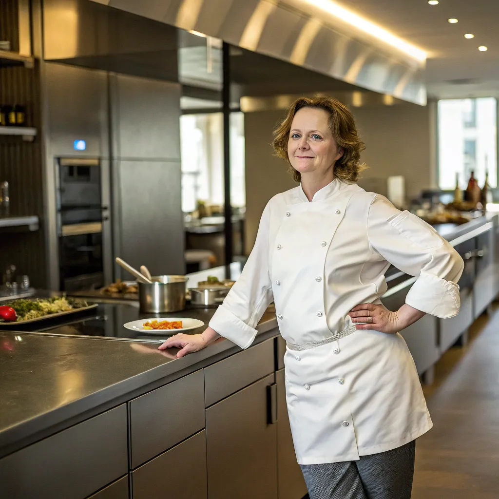 Emily Watson at a modern culinary workspace